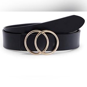 *SOLD ON CURtzy* Womens Faux Leather Fashion Belt Double O-Ring.